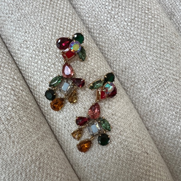 J. Crew crystal cluster chandelier earrings EUC - Picture 5 of 9